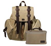 TARION Canvas Everyday Backpack with Insert: Dual-Purpose Daypack with Removable Camera Insert Small Camera Rucksack Lightweight Vintage Bag Khaki Michael