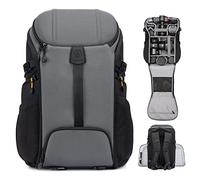 TARION Hiking Camera Backpack Large - Camera Bag with Dual-Side Opening 15.6" Laptop Compartment Waterproof Raincover for Travel Outdoor Men Women Photographer Professional Rucksack Hexagon L Grey