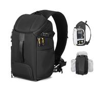 TARION Large Camera Sling Bag - DSLR Sling Pack Drone Camera Slingpack with Dual-Side Access Waterproof Rain Cover Crossbody Camera Bag Backpack Photography Slingpack for Hiking Travel Hexagon S Black
