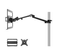 TARION Modular Desktop Arm Mount - 48cm / 19" Single Desk Stand with Tablet Holder & VESA Mount for Laptop Monitor 360° Adjustable - Compatible with 35mm Rod Lite Z Desktop - Titanrig Arm X