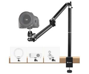 TARION Overhead Desk Camera Mount - Heavy Duty Desktop DSLR Stand with Articulating Arm Ballhead with C Clamp Flexible Camera Arm with 1/4'' Screw for Photograhpy TKA01-L (Upgraded Version)
