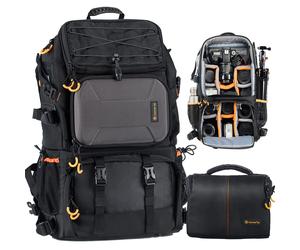 TARION Pro 2 Bags in 1 Camera Backpack Large with 15.6 Laptop Compartment Waterproof Rain Cover Extra Large Travel Hiking Camera Backpack DSLR Bag