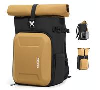 TARION Rolltop Camera Backpack with Hardshell - Large Camera Bag with 16 inch Laptop Sleeve and Quick Side Access - Urban DSLR Photography Backpack with Waterproof Raincover Tripod Holder Gold XH