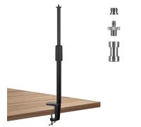 TARION Tabletop Light Stand Clip - 35-63cm Adjustable Metal Table Mount Lighting Monopod with 1/4 Screw and 1/4 to 3/8 Screw Adapters for Live Streaming Video Photography Shooting (S)