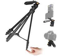TARION Travel Tripod for Camera & Phone - Lightweight Camera Tripod Stand with Detachable Pan-Tilt Head & Hidden Phone Holder - 55"/139cm Aluminum Tall DSLR Video Mount for Vlog Photography Squorpion