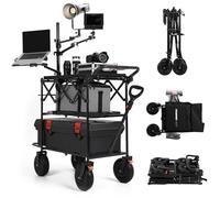 TARION Video Production Camera Cart - Quick Release & Setup Grip Studio Cart with 3 Shelf + 360° Swivel Wheel Foldable Photograhpy Workstation Cart for Film TV Lighting Content Creator Titanrig Cart