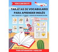 Tarjetas de vocabulario en inglés para principiantes: 340+ tarjetas recortables para adultos y estudiantes de inglés o ESL: Incluye acceso con código ... practicar la pronunciación de cada palabra