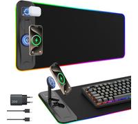 TARKARI 15W RGB Mouse Pad with Magnetic Wireless Charging Function and Rotating Stand