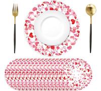 Tarklanda 50 Pack Pink Love Disposable Paper Place Mats Round Placemats Table Mats for Wedding Birthday Anniversary Valentine's Day Mother's Day Party Dining Kitchen Decoration 13 Inch