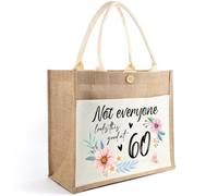 Tarklanda 60th Birthday Gifts For Women, 60th Gift For Her, Women's 60th Birthday Jute Tote Bag Presents, Looking Good Shopping Bag, 60 Year Old Birthday Fabulous Gifts for Women