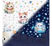 Tarklanda Glow in The Dark Stars for Ceiling Cat Wall Stickers Butterfly Wall Decals Stars Luminous Wall Decor for Boy and Girl Baby Kids Bedroom Living Room Nursery Blue