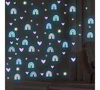 Tarklanda Rainbow Luminous Wall Sticker, Multicolor, Glossy, PVC, Boho, Rainbow Pattern, Waterproof, Reusable, Irregular Shape, Glow in the Dark, Wall Sticker