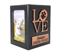 Tarngod custom name and date, engrave your blessing text, custom urn, pet urn for dogs and cats, souvenir wood box. (Black M)