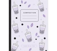 Taro Milk Tea Boba Composition Notebook: Minimalist Bubble Tea Notebook • 120 Lined Pages • 7.5 × 9.75 Inches