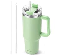 TaroKitc 40 oz Tumbler with Handle | Stainless Steel Insulated Insulated Travel Mug Iced Coffee Cup with Lids and Straw | Keeps Drinks Cold for 34 Hours | Dishwasher Safe, BPA Free | MATCHA