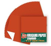 [Taro's Origami Studio] Standard 6 Inch One Sided Single Color (Brick Red) 50 Sheets (All Same Color) Square Easy Fold Premium Japanese Paper for Beginner (Made in Japan)