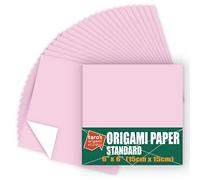 [Taro's Origami Studio] Standard 6 Inch One Sided Single Color (Light Pink) 50 Sheets (All Same Color) Square Easy Fold Premium Japanese Paper for Beginner (Made in Japan)
