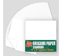 [Taro's Origami Studio] Standard 6 Inch One Sided Single Color (White) 50 Sheets (All Same Color) Square Easy Fold Premium Japanese Paper for Beginner (Made in Japan)