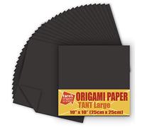 [Taro's Origami Studio] TANT Large 10 Inch (25 cm) Double Sided Single Color (Black) 20 Sheets (All Same Color) for Origami Artist from Beginner to Expert (Made in Japan)