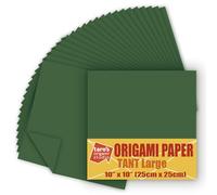 Taro's Origami Studio] TANT Large 10 Inch (25 cm) Double Sided Single Color (Dark Green) 20 Sheets (All Same Color) for Origami Artist from Beginner to Expert (Made in Japan)