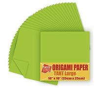 [Taro's Origami Studio] TANT Large 10 Inch (25 cm) Double Sided Single Color (Lime Green) 20 Sheets (All Same Color) for Origami Artist from Beginner to Expert (Made in Japan)