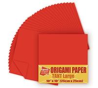 [Taro's Origami Studio] TANT Large 10 Inch (25 cm) Double Sided Single Color (Red) 20 Sheets (All Same Color) for Origami Artist From Beginner to Expert (Made in Japan)