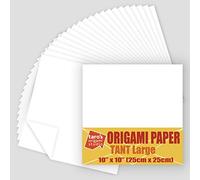 [Taro's Origami Studio] TANT Large 10 Inch (25 cm) Double Sided Single Color (White) 20 Sheets (All Same Color) for Origami Artist from Beginner to Expert (Made in Japan)