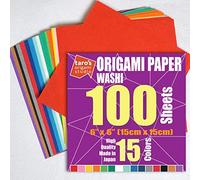 [Taro's Origami Studio] WASHI Standard Size 6 inch (15cm) Origami Paper, 100 Sheets, Traditional Japanese Paper Made in Japan