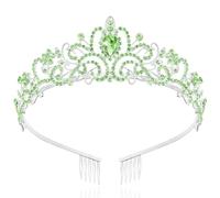 TAROSE Gold Crowns for Women and Girls, Queen Crystal Tiaras with White Rhinestone and Combs, Goddess Crown for Wedding Bride Birthday Princess Bridal Shower Hair Accessories for Women