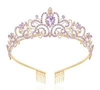 TAROSE Gold Crowns for Women and Girls, Queen Crystal Tiaras with White Rhinestone and Combs, Goddess Crown for Wedding Bride Birthday Princess Bridal Shower Hair Accessories for Women