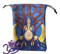 Tarot Bags - Soft Velvet Bags 13x18cm with Drawstring | Tarot Card Storage Bag | All-Seen Jewelry Pocket Gift Bag, Moon Phase, Tree Life, Mother Earth