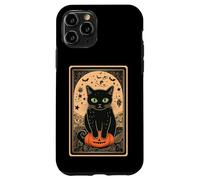 Tarot Black Cute Cat Halloween Cat on Pumpkin Vintage Case for iPhone 11 Pro
