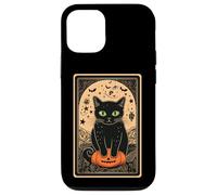 Tarot Black Cute Cat Halloween Cat on Pumpkin Vintage Case for iPhone 12/12 Pro