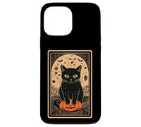 Tarot Black Cute Cat Halloween Cat on Pumpkin Vintage Case for iPhone 13 Pro Max