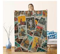 Tarot Blanket for Adults Kids, Flannel Tarot Card Blankets Gifts, Tarot Card Collage Throw Blanket for Sofa Couch Bed Living Room Soft Warm Cozy Tarot Decor 60" x 50"