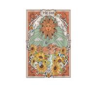 Tarot Boho Retro Sun Sunflower Green Mountain Floral Bohemian Moon 1 Gang No Device Artistic Light Switch Cover Decorative Single Blank Electrical Wall Plate Switchplate Faceplate for Country Bathroom