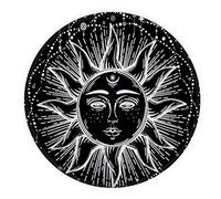 Tarot Burning Sun Black and White Psychedelic Waterproof Small Round Mouse Pad,Non-Slip Rubber Base Mousepad for Dorm Office Home Desk Decor,Gifts for Teen Girls Sister