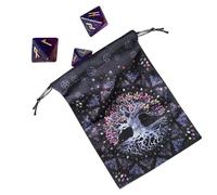 Tarot Card Bag - 13x18cm Drawstring Bag, Moon Phase Life, Exquisite Tree Design | Jewelry Storage Bag, Accessory Organizer for Decks, Runes, Dice, Crystals, Cards, Spiritual, Multicolour, 91, Unisex