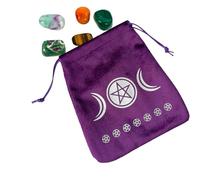 Tarot Card Bag Velvet Drawstring Pouch | Gourd Shape Crystal Altar Storage Bag for Tarot Deck, Runes, Jewelry with Moon Phase Snake Design