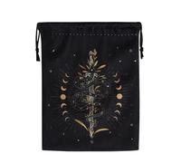 Tarot Card Bag,Velvet Jewelry Wrap Bags with Drawstrings - Portable Printed Organizer for Jewelry Crystal Rune Spiritual Items Divination Supplies Altar Precious Accessories