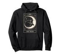 Tarot Card Cat Crescent Moon Mystical Gothic Pullover Hoodie