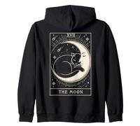 Tarot Card Cat Crescent Moon Mystical Gothic Zip Hoodie