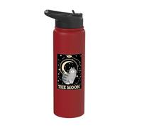 Tarot Card Crescent Moon and Cat Graphic Astrology Lover Stainless Steel Insulated Water Bottle