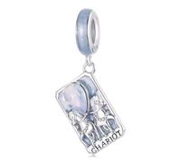 Tarot Card Dangle Charm The Chariot Willpower Genuine 925 Sterling Silver Compatible With Pandora Bracelet