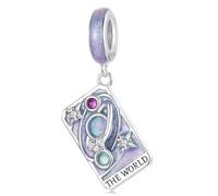 Tarot Card Dangle Charm The World Sucess Genuine 925 Sterling Silver Compatible With Pandora Bracelet