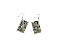 Tarot Card Dangle Earrings Tarot Fortune Acrylic Hook Earrings Astrology Divination Magic Amulet Drop Earrings for Women Teens, Acrylic, Zircon