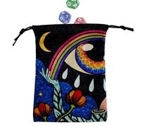 Tarot Card Dice Bag, Drawstring Bag with Digital Printing Divination Pouch - 13 x 18 cm Dice Organizer Pouch Reusable Gift for Jewellery, Makeup, Stones