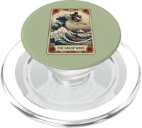 Tarot Card Funny Cat Surfing The Great Wave Off Kanagawa PopSockets PopGrip for MagSafe