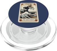Tarot Card Funny Cat Surfing The Great Wave Off Kanagawa PopSockets PopGrip for MagSafe