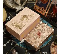 Tarot Card Gold Set Wooden Holder Waterproof Deck Divination Game Craft Cardboard for Beginners (Rose Gold)